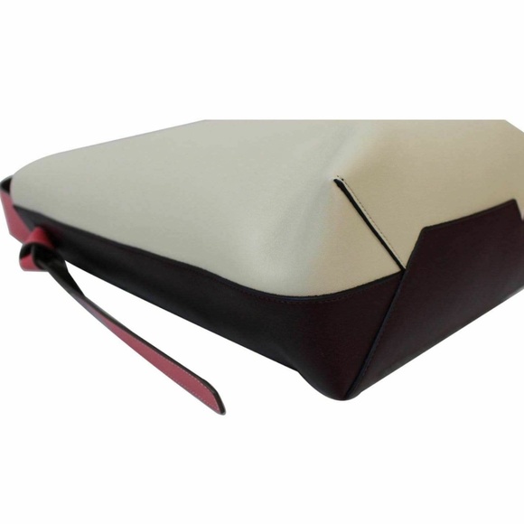 NEW Phoebe Celine Twisted Cabas Tote in Burgundy and Cream - Picture 8 of 12